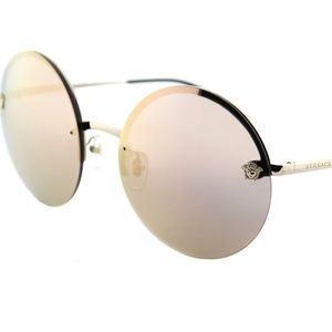Versace VE Pale Gold Metal Round Sunglasses Rose G